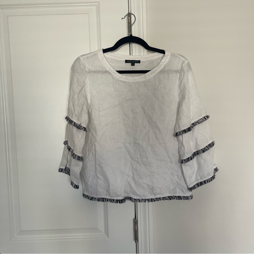 For Cynthia White Linen Blouse